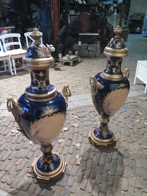 Vasen Set Dunkelblau-Gold Ø 0,45 m