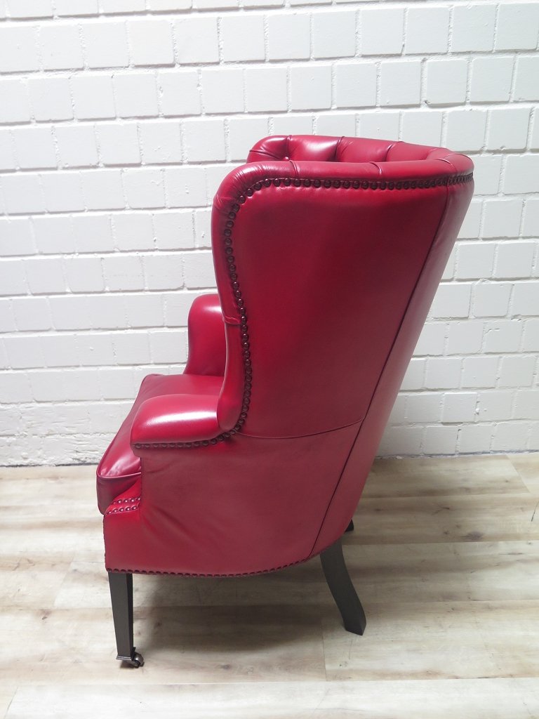 Chesterfield Sessel Leder Rot