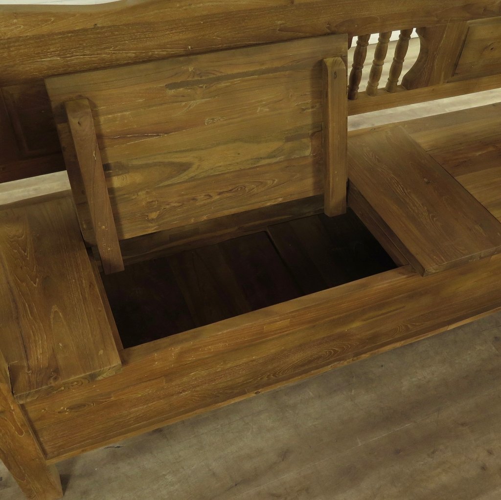 Truhenbank Natur Teakholz 2,20 m