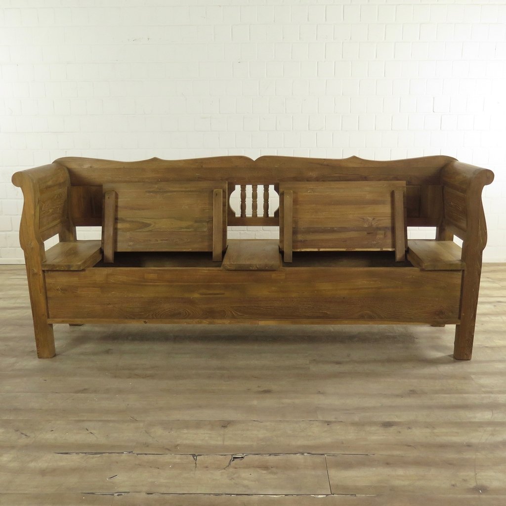 Truhenbank Natur Teakholz 2,20 m