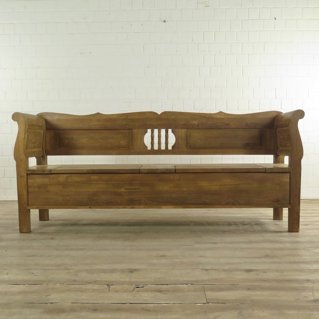 Truhenbank Natur Teakholz 2,20 m