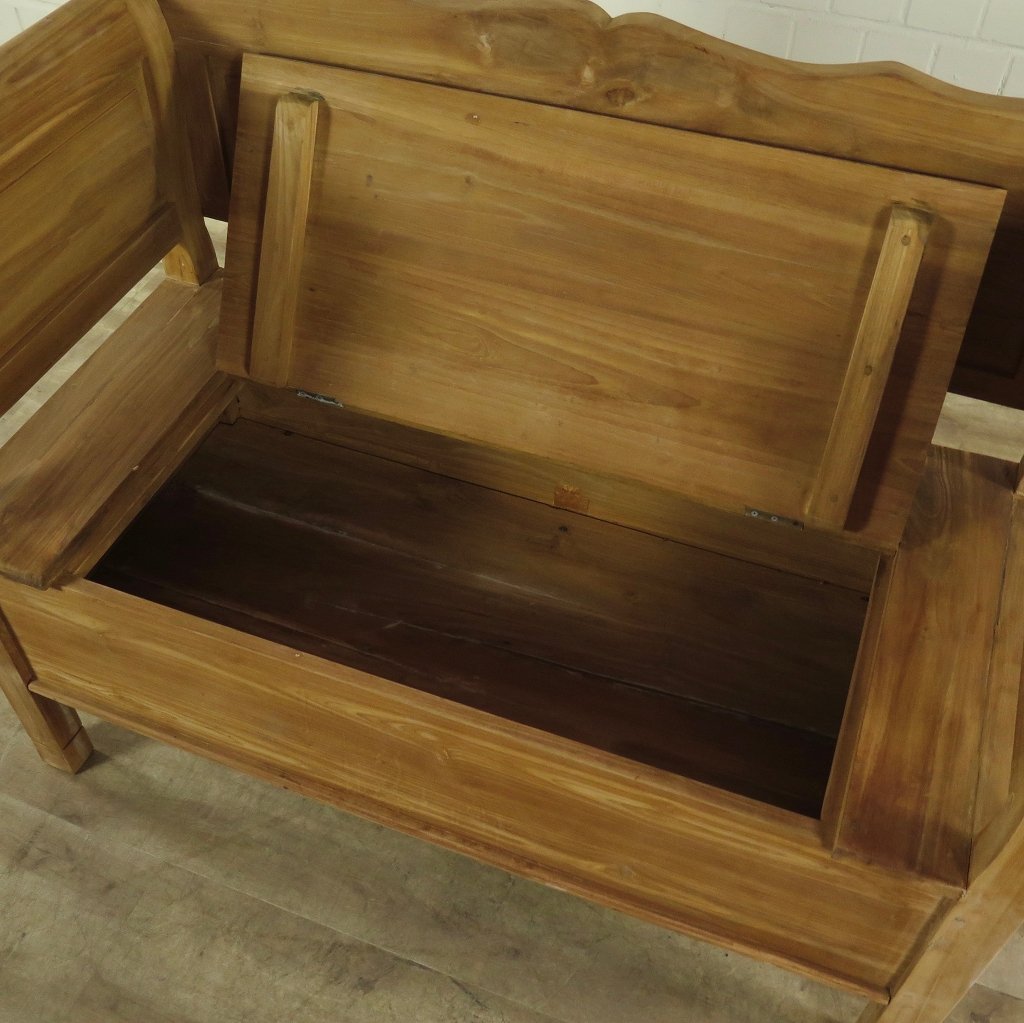 Truhenbank Natur Teakholz 1,20 m