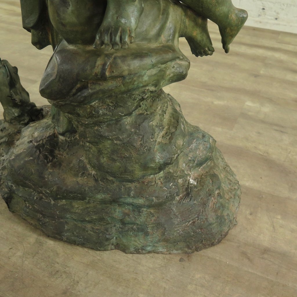 Skulptur Figur Frau mit Kind Bronze