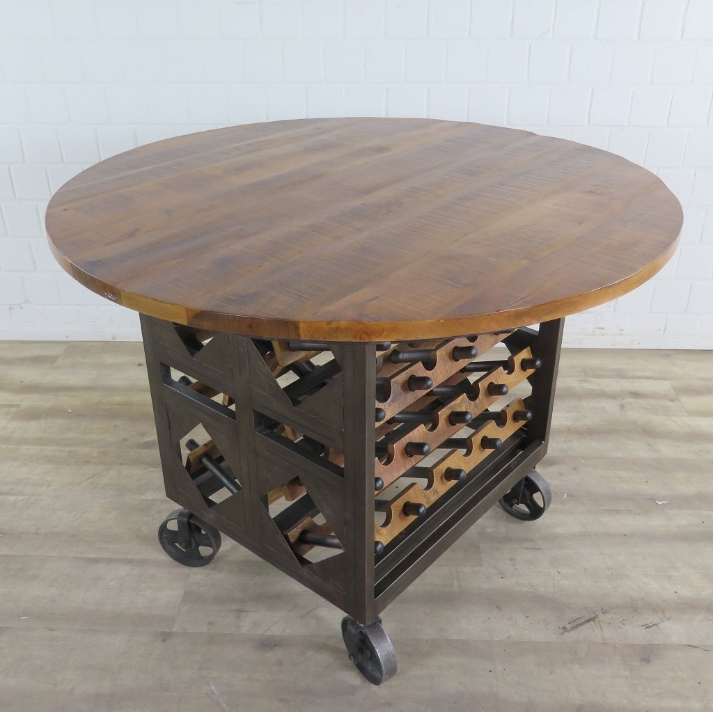 Weinschrank Flaschenregal Mangoholz Ø 1,12 m