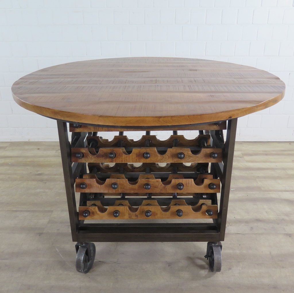Weinschrank Flaschenregal Mangoholz Ø 1,12 m
