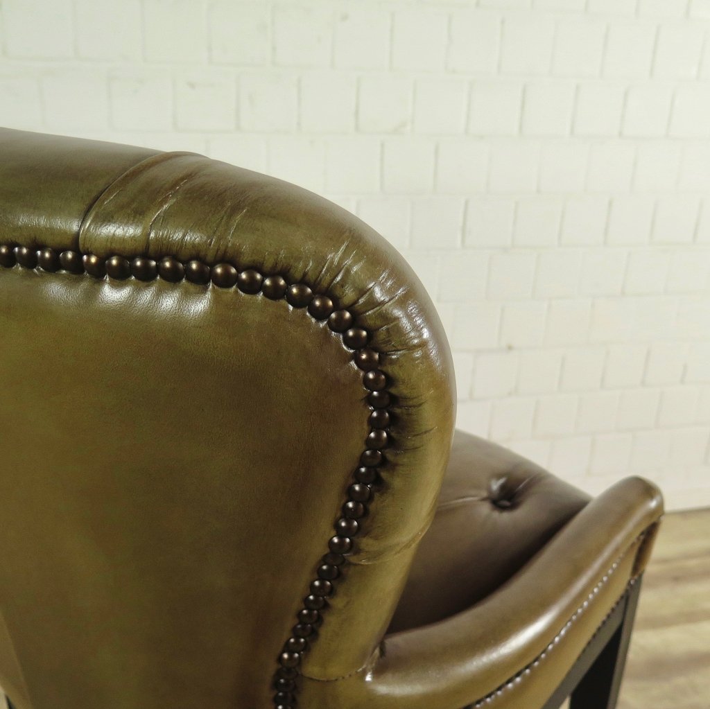 Chesterfield Barhocker Barsessel Leder Oliv-Grün