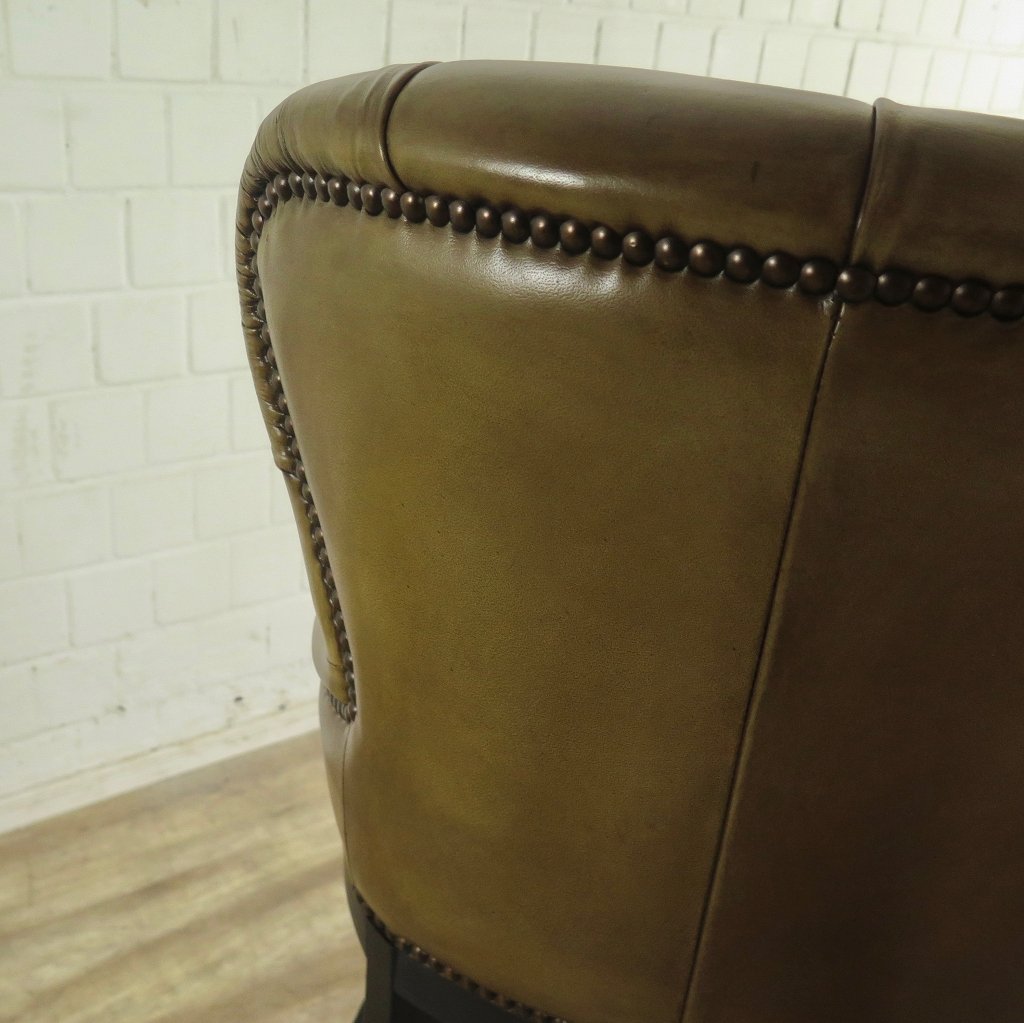 Chesterfield Barhocker Barsessel Leder Oliv-Grün