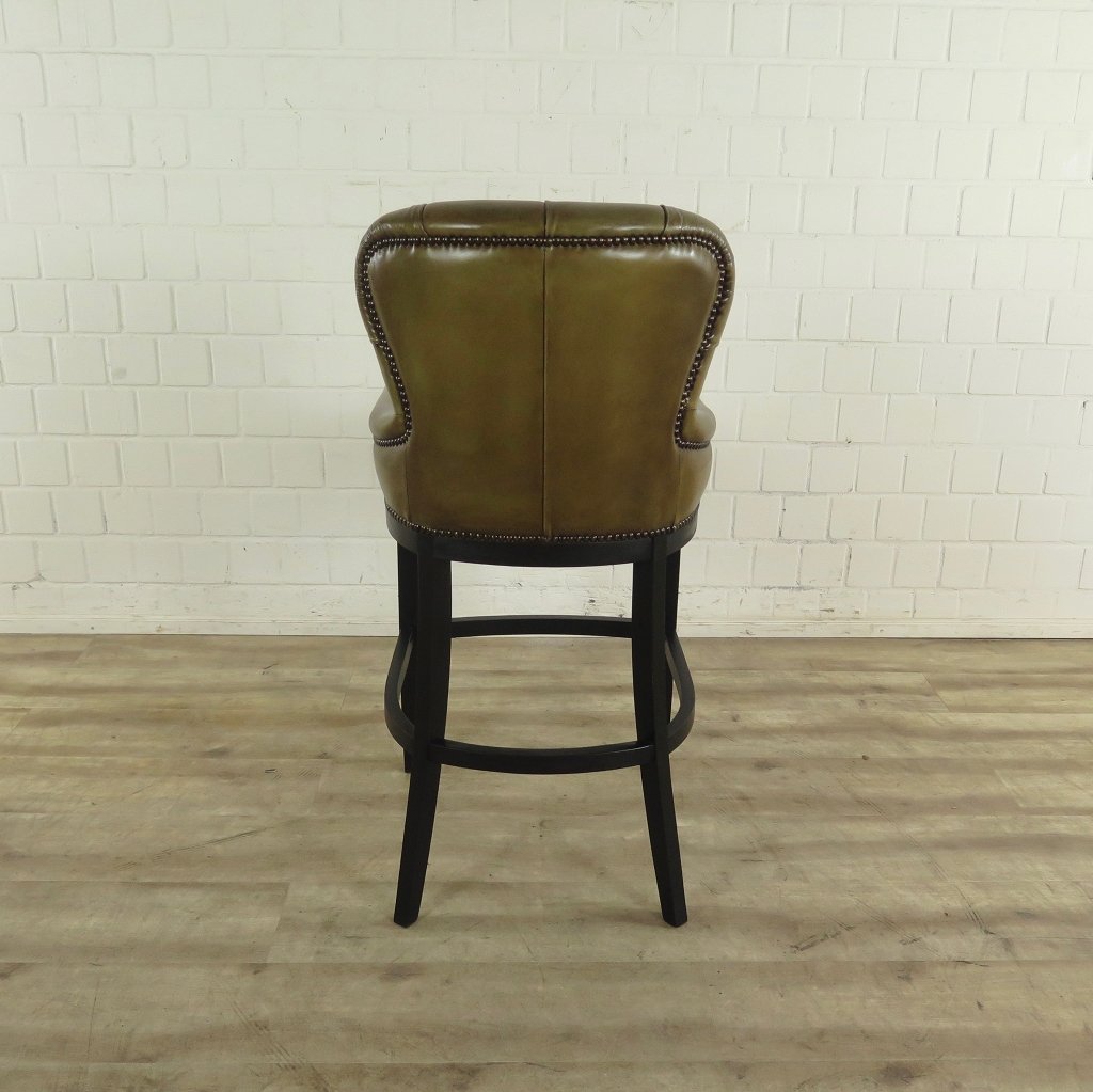 Chesterfield Barhocker Barsessel Leder Oliv-Grün