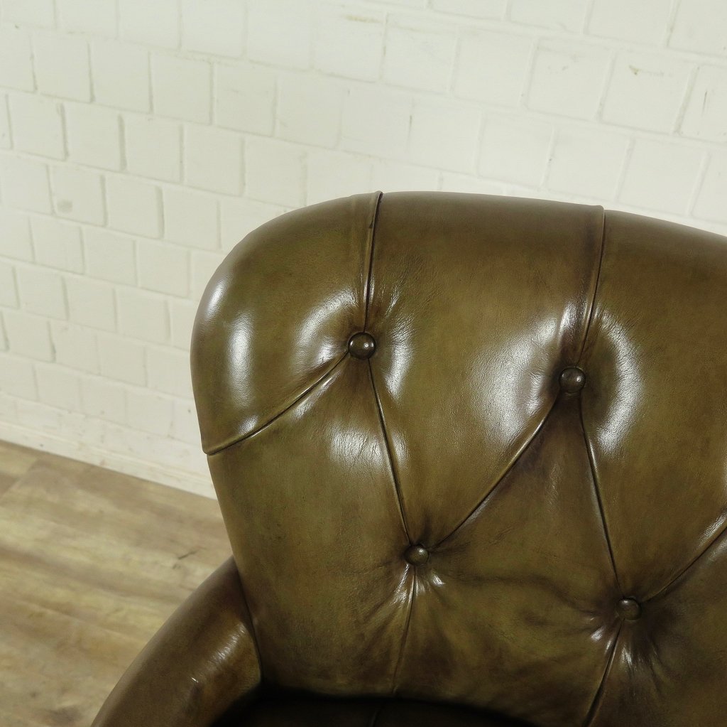 Chesterfield Barhocker Barsessel Leder Oliv-Grün
