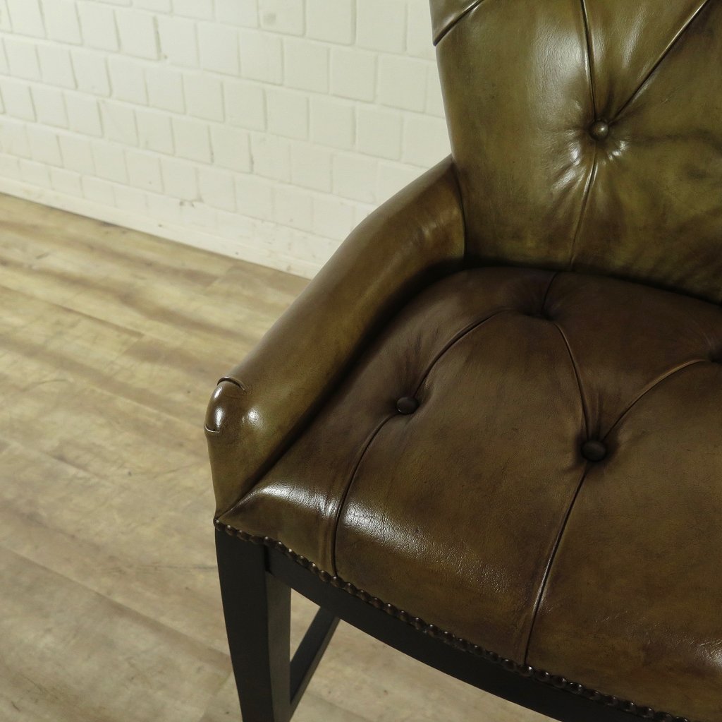 Chesterfield Barhocker Barsessel Leder Oliv-Grün