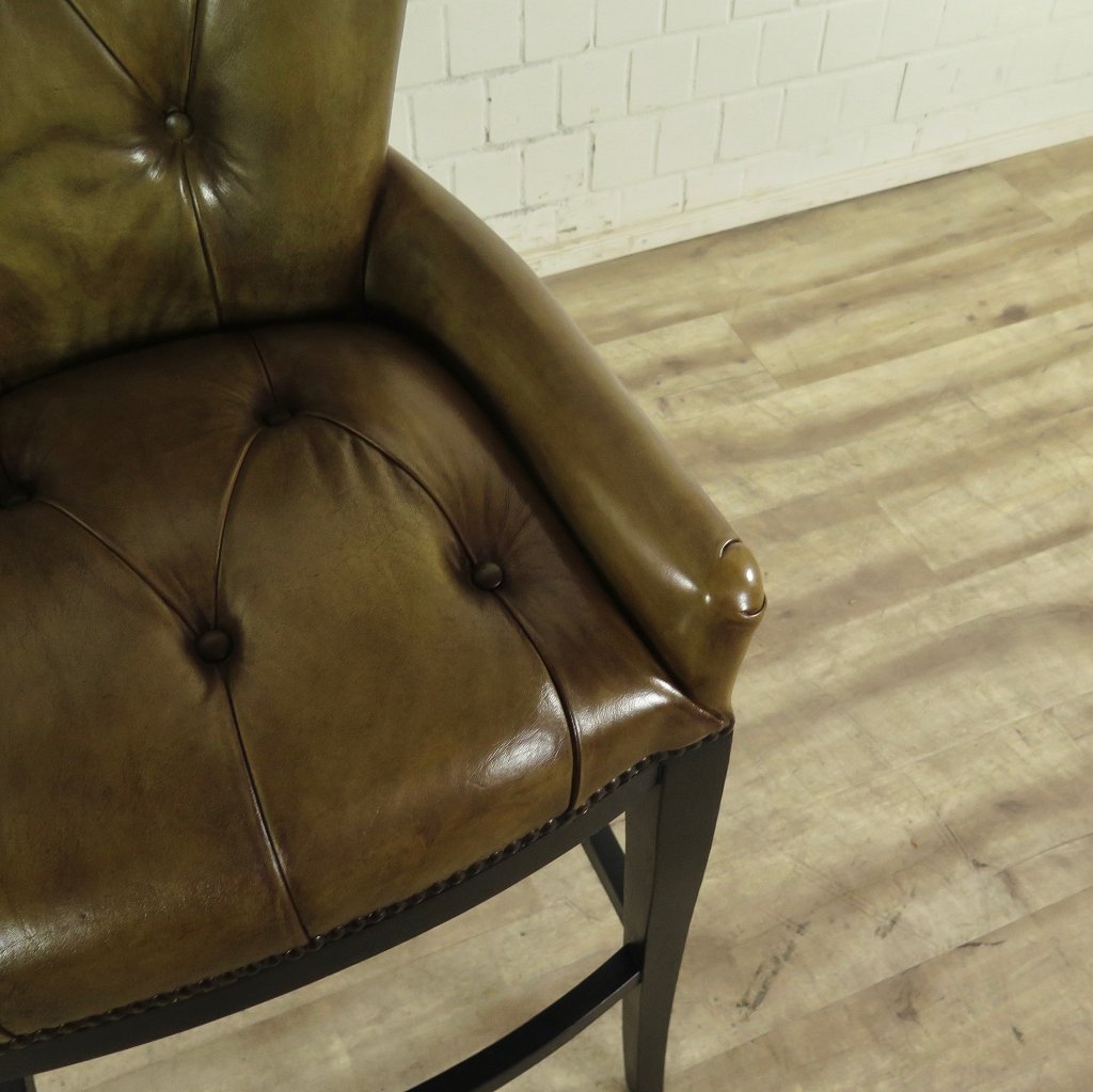 Chesterfield Barhocker Barsessel Leder Oliv-Grün