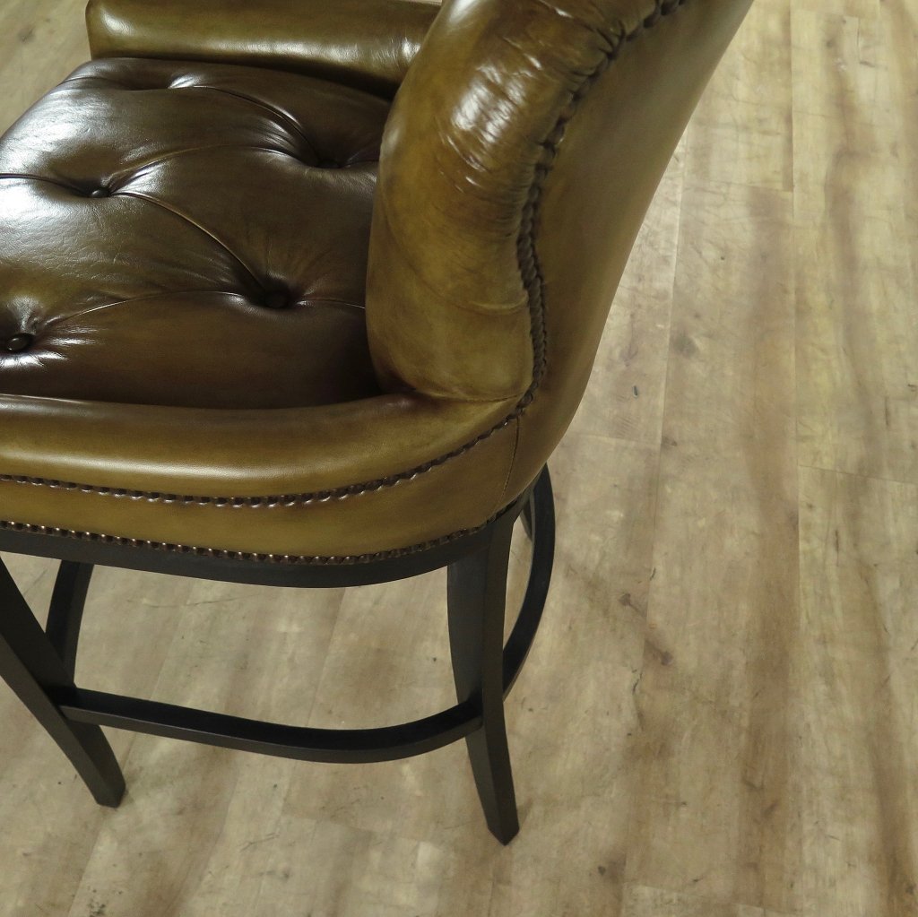 Chesterfield Barhocker Barsessel Leder Oliv-Grün