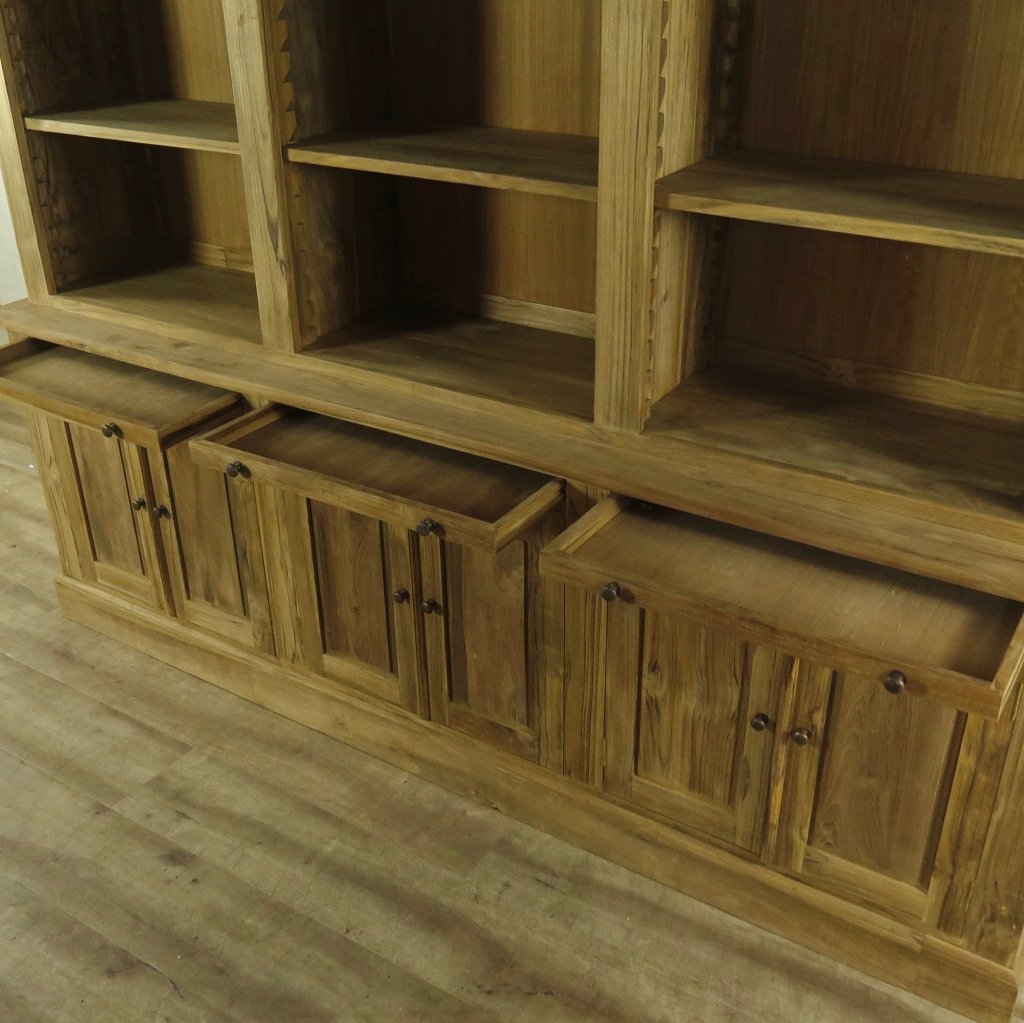 Bibliotheksschrank Wandregal 2,40 m Teakholz