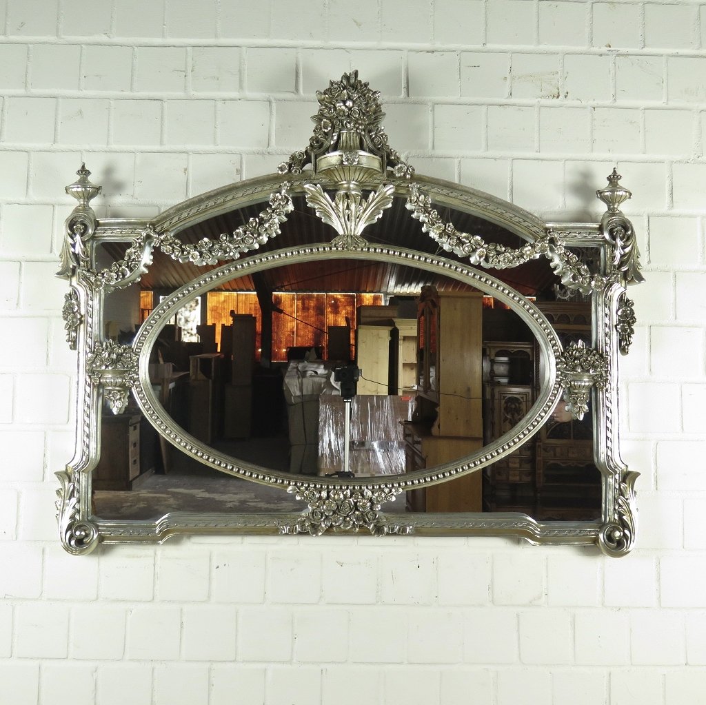 Spiegel Wandspiegel Barock Silber 1,30 m x 1,10 m