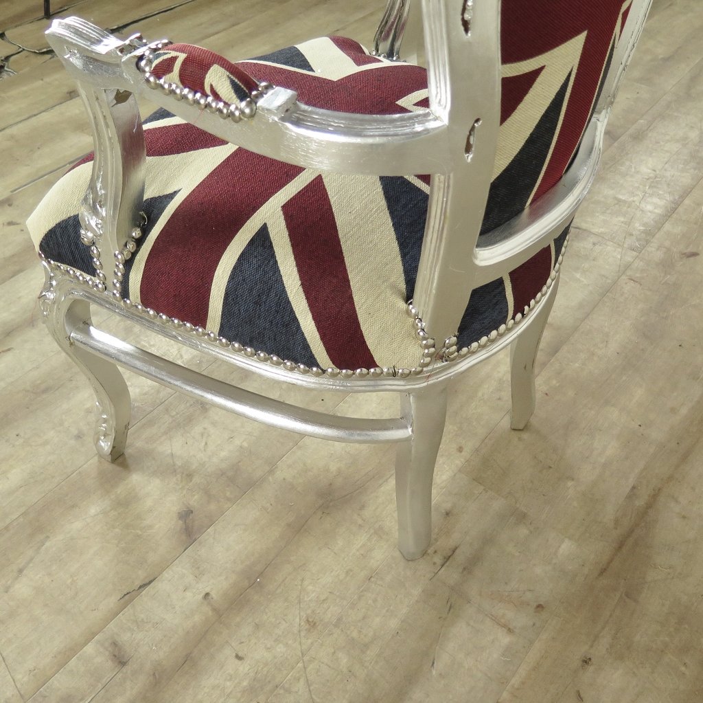 Barockstuhl England englische Flagge Silber