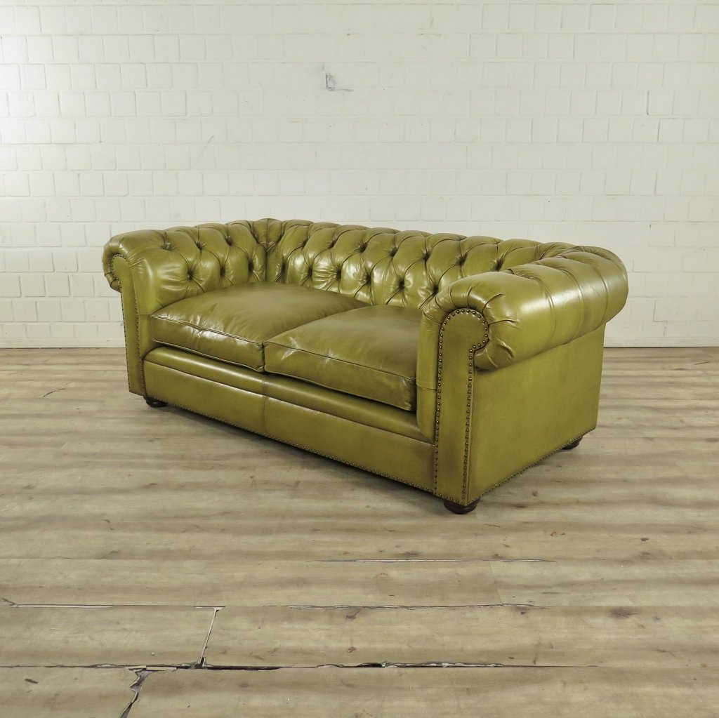 Chesterfield Sofa Couch Leder Lime 1,90 m