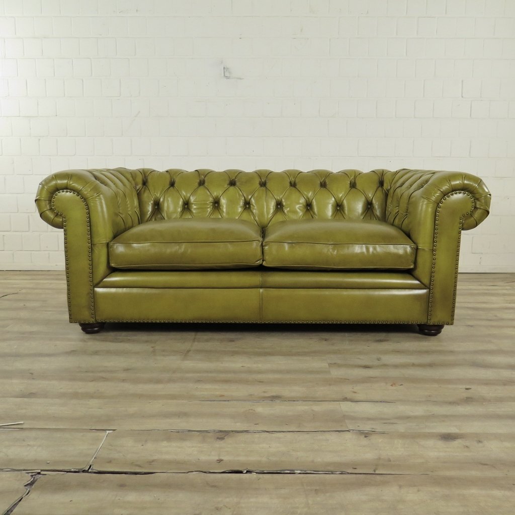 Chesterfield Sofa Couch Leder Lime 1,90 m