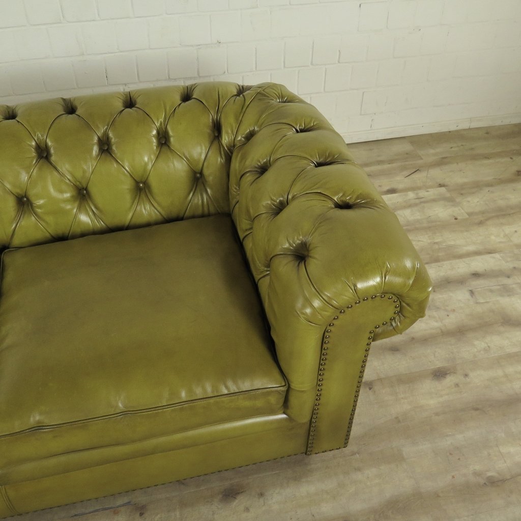 Chesterfield Sofa Couch Leder Lime 1,90 m