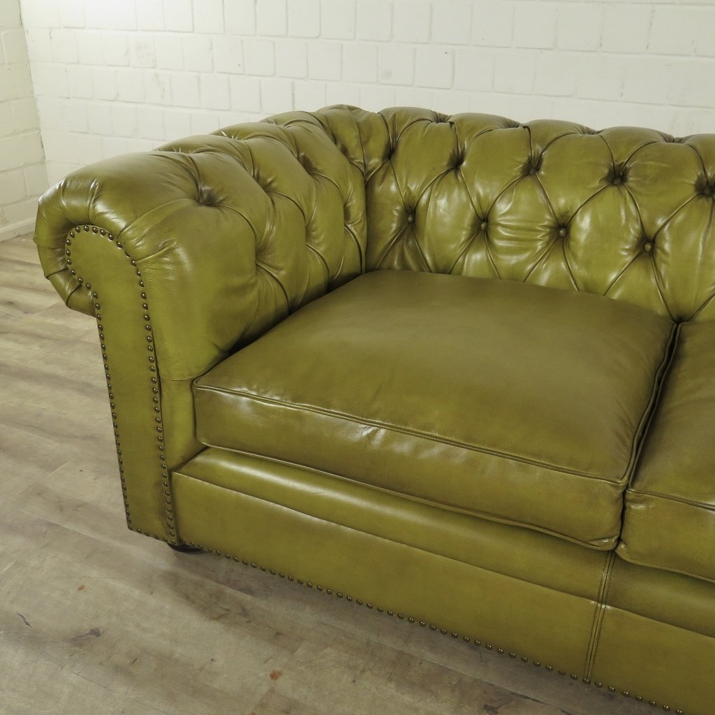 Chesterfield Sofa Couch Leder Lime 1,90 m