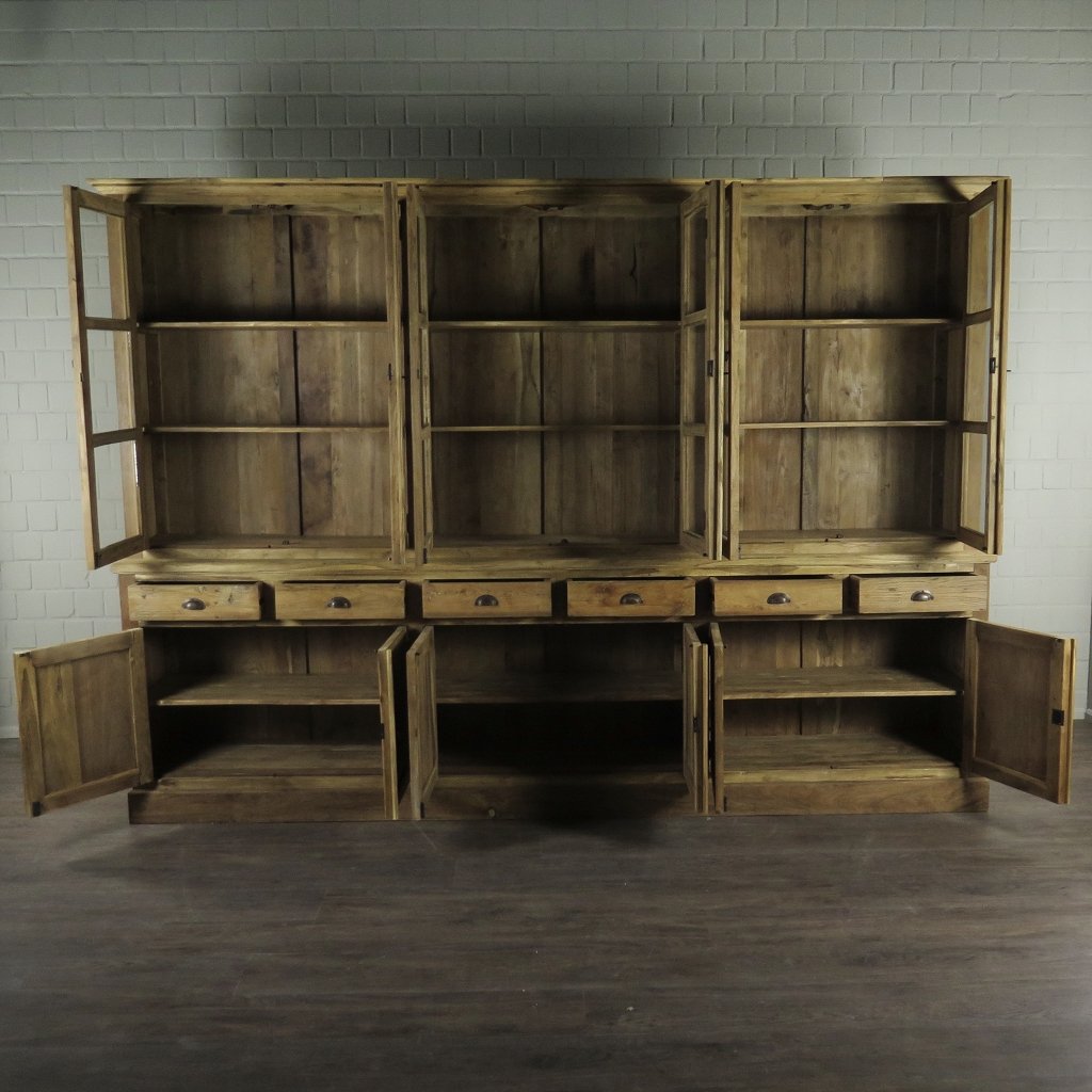Vitrine Bücherschrank Teakholz 3,10 m