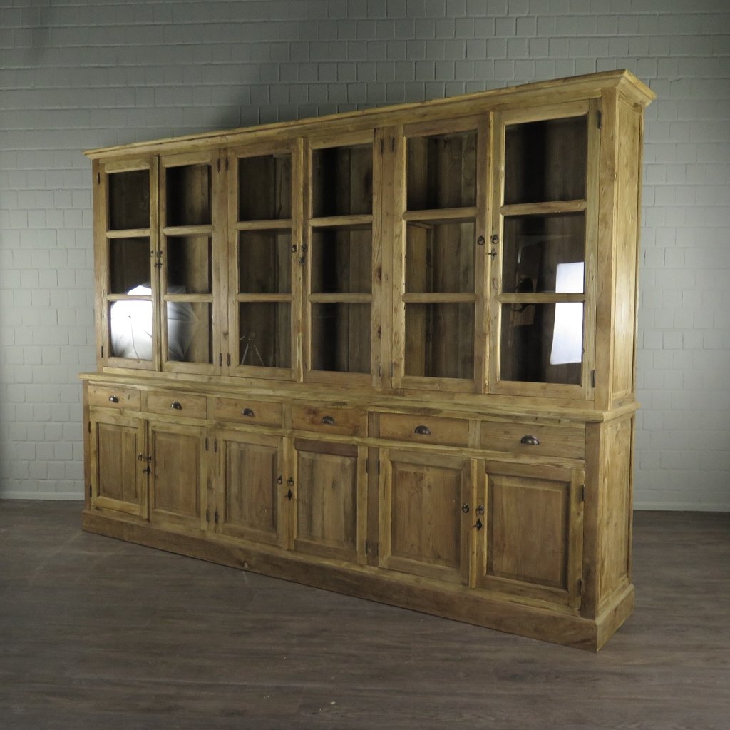 Vitrine Bücherschrank Teakholz 3,10 m