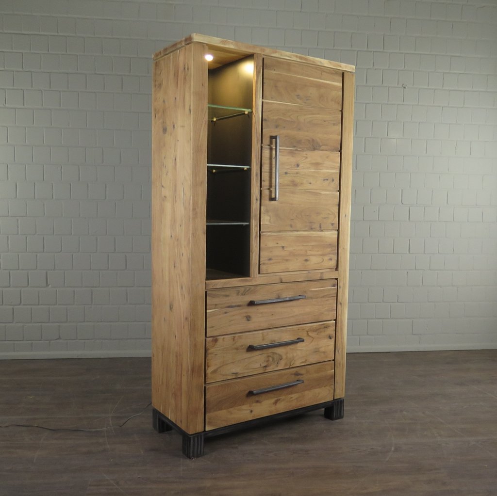 Vitrine Schrank Teakholz 0,95 m