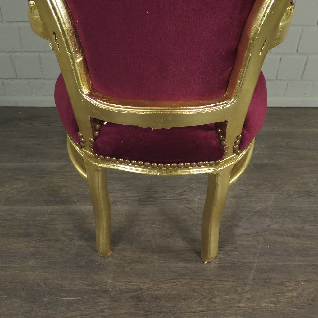 Set Barockstühle Barockstuhl Samt Dunkelrot-Gold