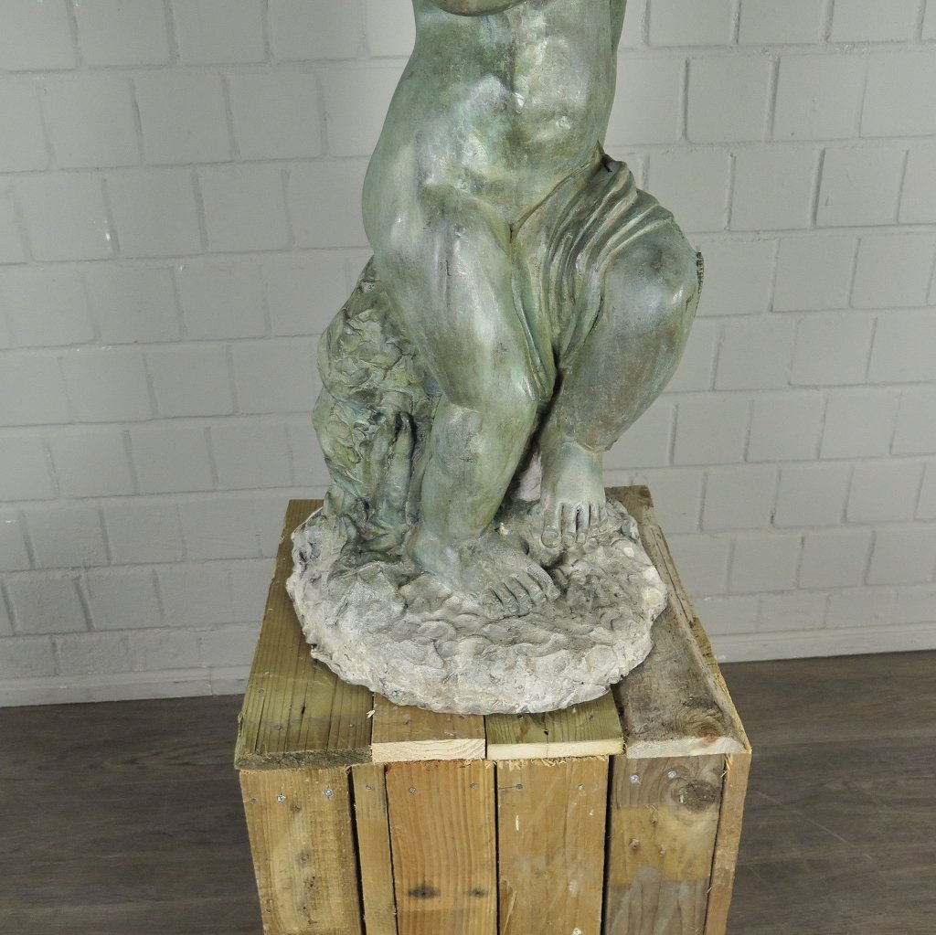 Wasserspeier Wasserspiel Kind mit Vase Bronze 0,90 m