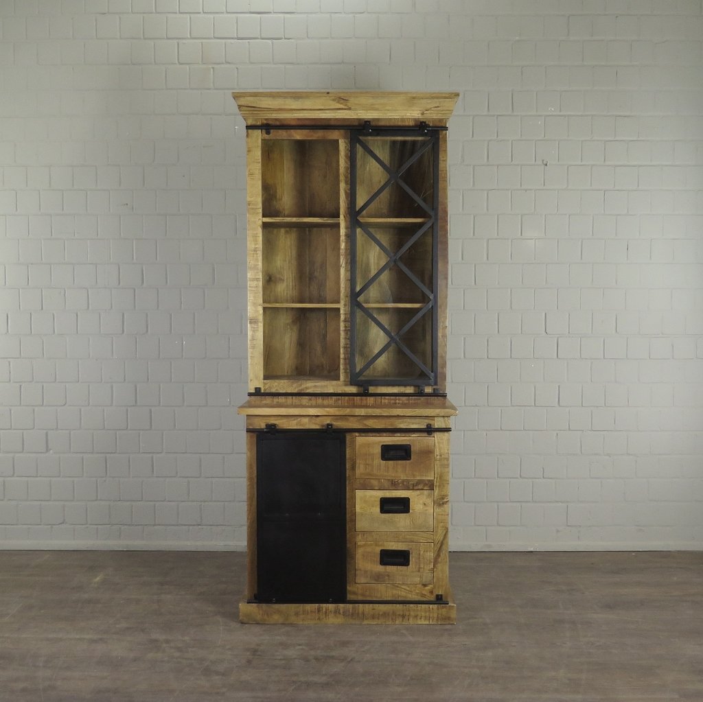 Bücherschrank Vitrine Mangoholz 0,94 m