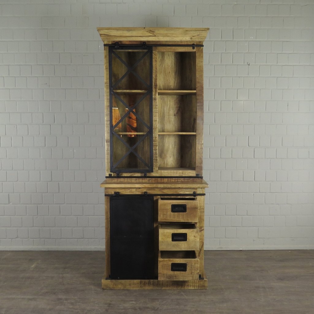 Bücherschrank Vitrine Mangoholz 0,94 m