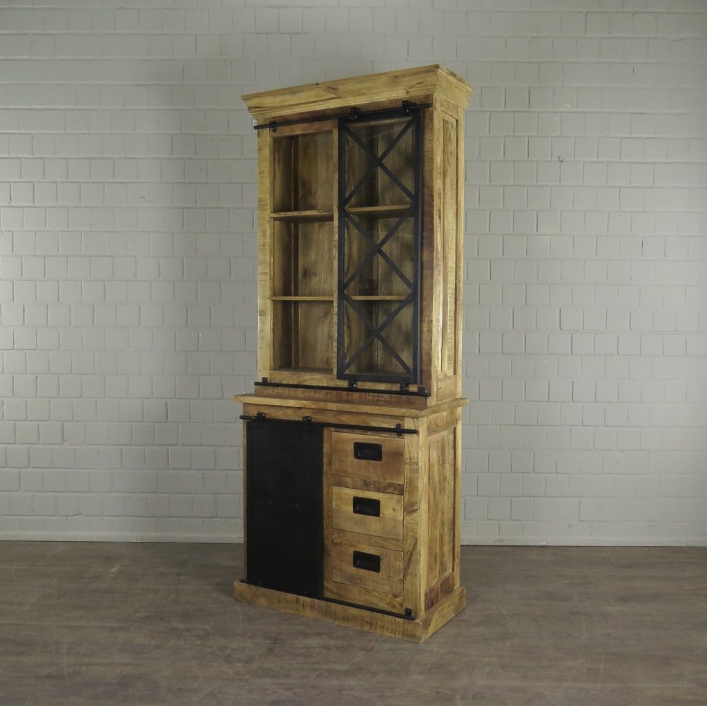 Bücherschrank Vitrine Mangoholz 0,94 m