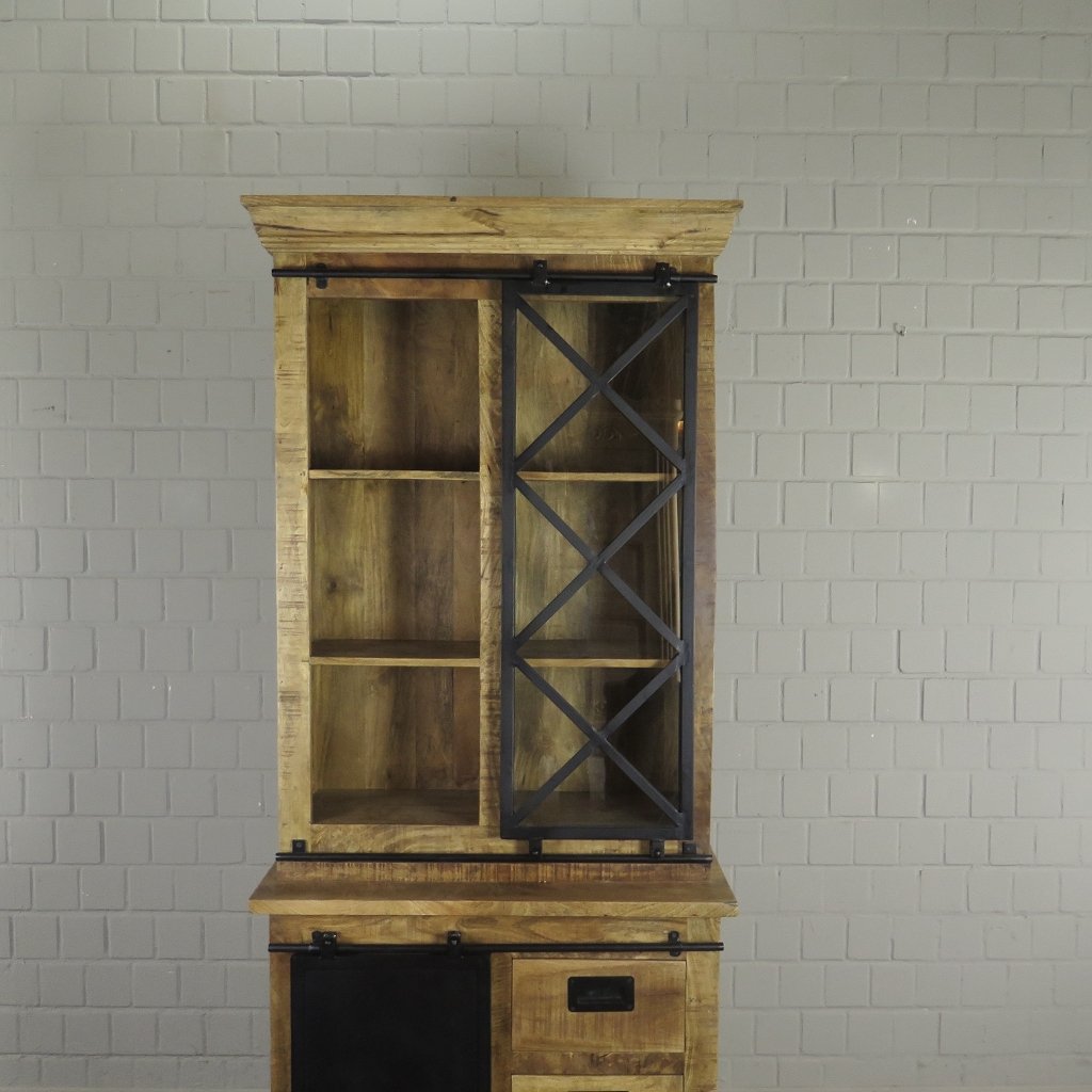 Bücherschrank Vitrine Mangoholz 0,94 m