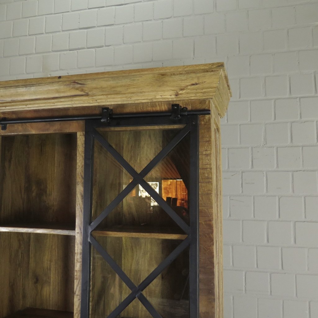 Bücherschrank Vitrine Mangoholz 0,94 m