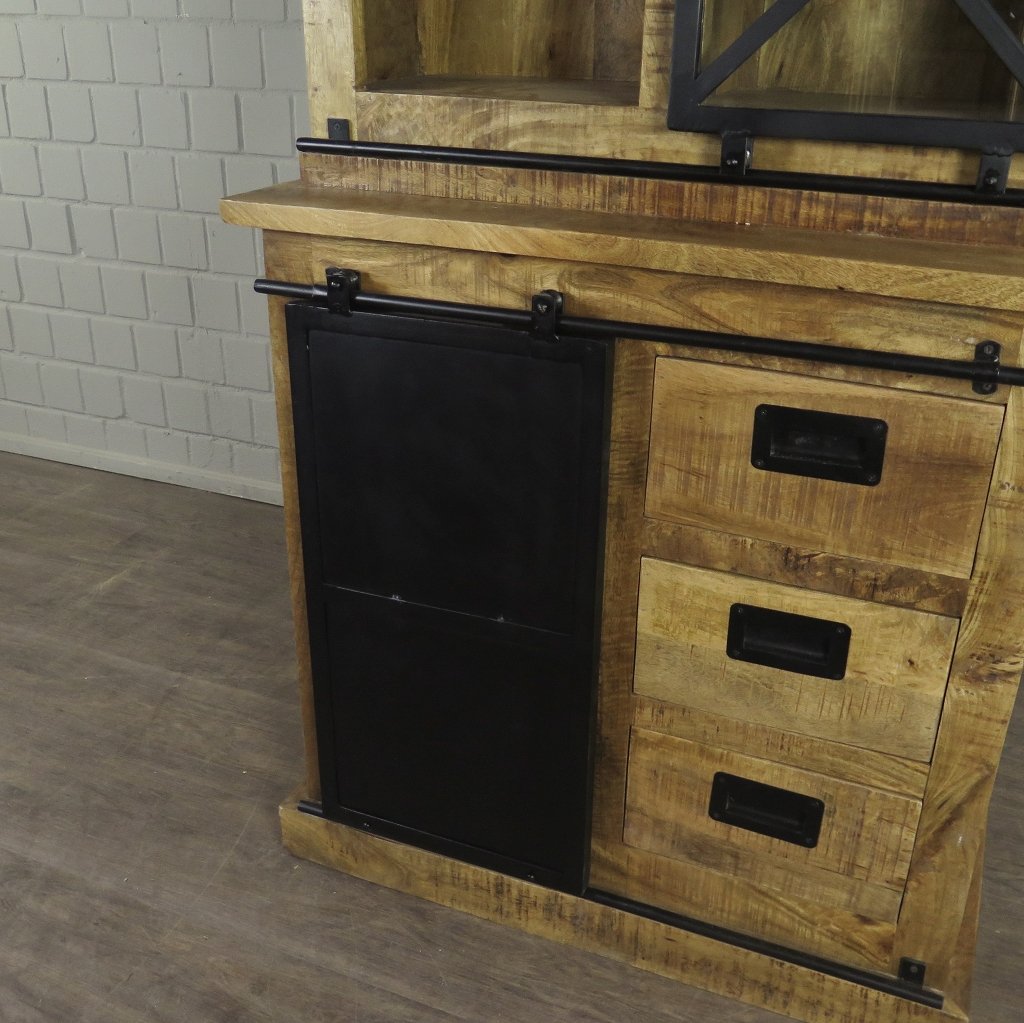 Bücherschrank Vitrine Mangoholz 0,94 m