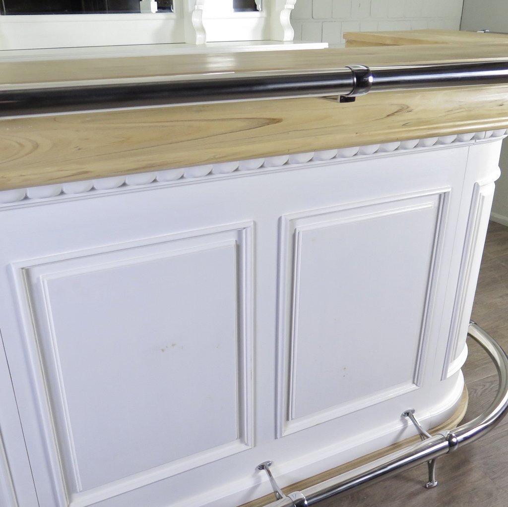 Hausbar Theke Teakholz 2,06 m Weiß