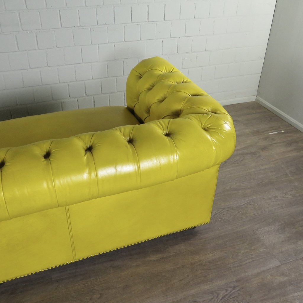Chesterfield Sofa Couch Leder Gelb 2.40 m