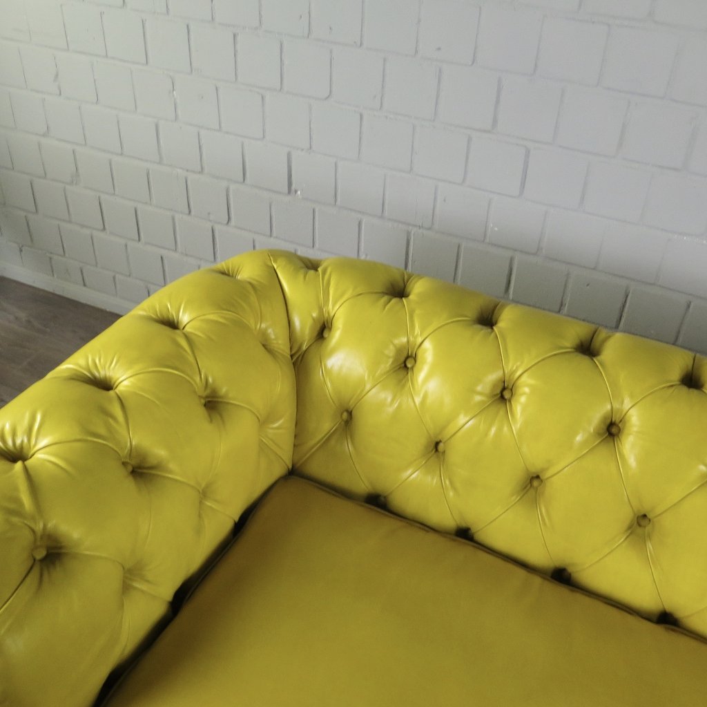 Chesterfield Sofa Couch Leder Gelb 2.40 m