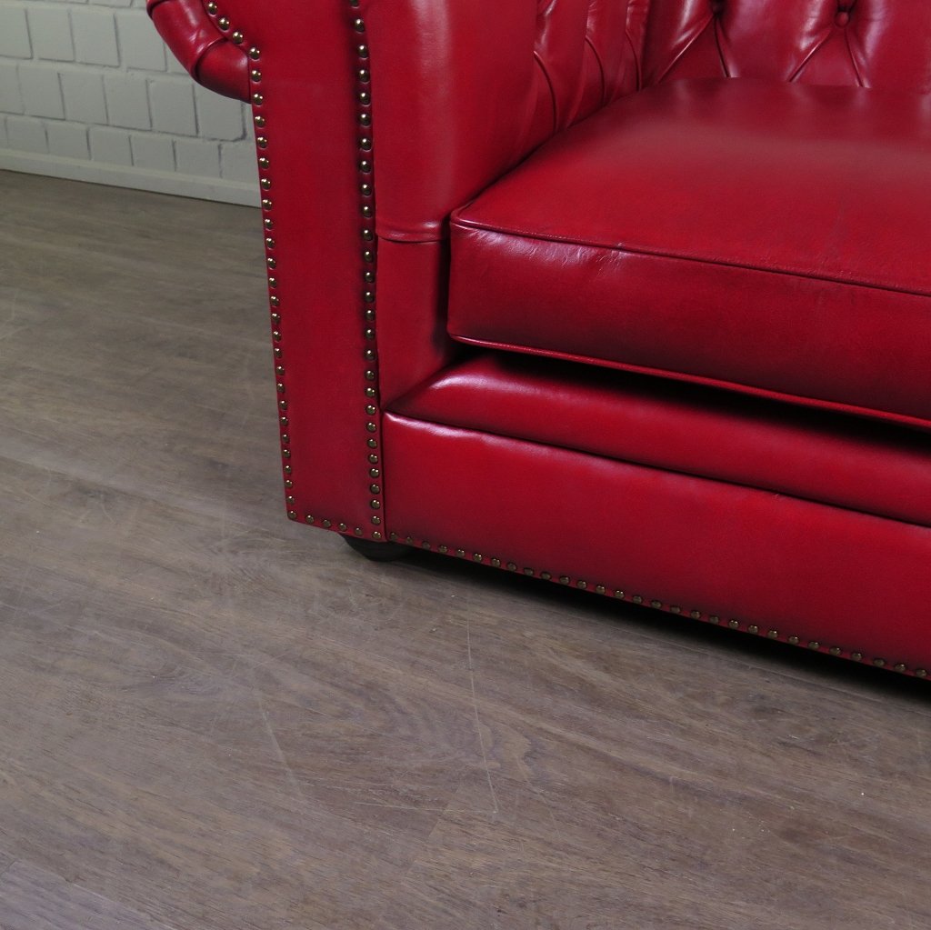 Chesterfield Couchgarnitur Leder Rot