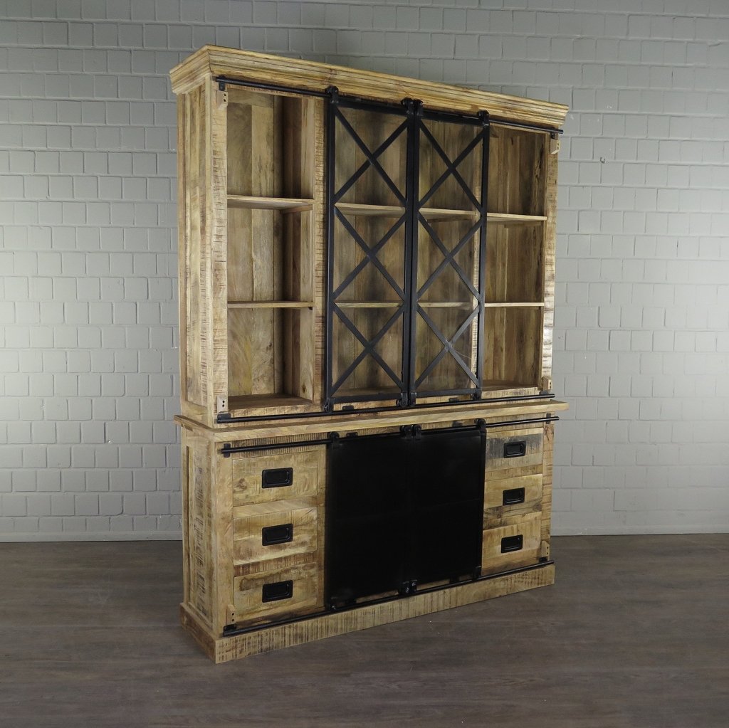 Bücherschrank Vitrine Mangoholz 1,70 m