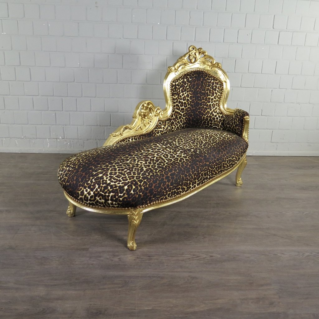 Chesterfield Chaiselongue Recamiere Leopard 1,55 m