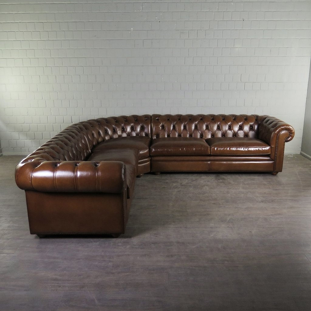 Chesterfield Sofa Eckcouch Ecksofa Rot-Braun 2,90 m x 2,80 m