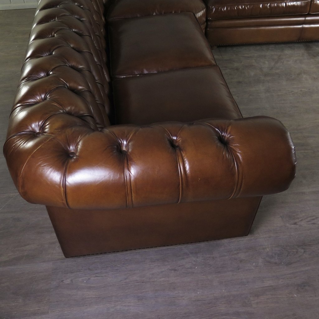 Chesterfield Sofa Eckcouch Ecksofa Rot-Braun 2,90 m x 2,80 m