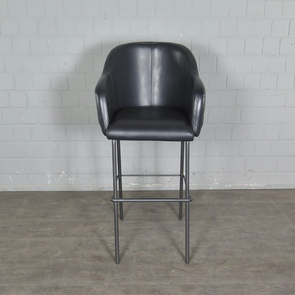 Barhocker Barstuhl Anthrazit Leder