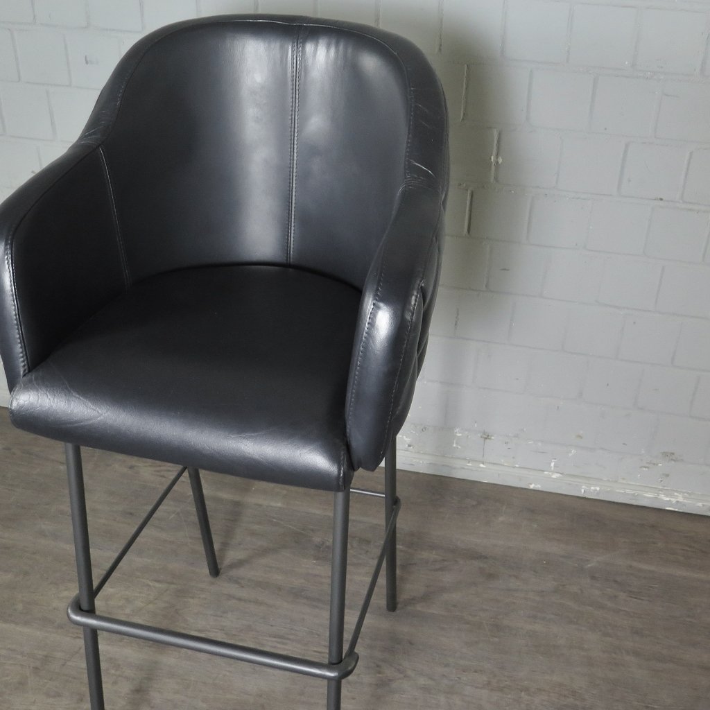 Barhocker Barstuhl Anthrazit Leder