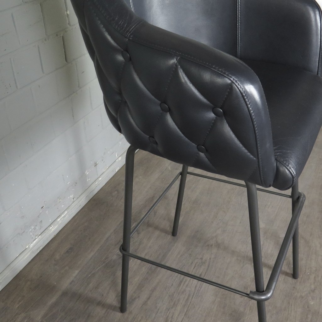 Barhocker Barstuhl Anthrazit Leder
