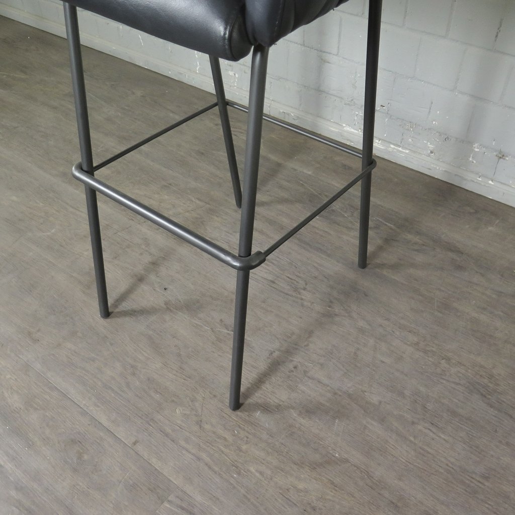 Barhocker Barstuhl Anthrazit Leder