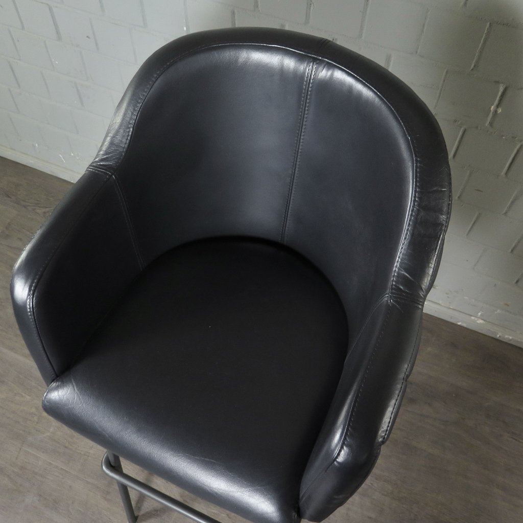 Barhocker Barstuhl Anthrazit Leder