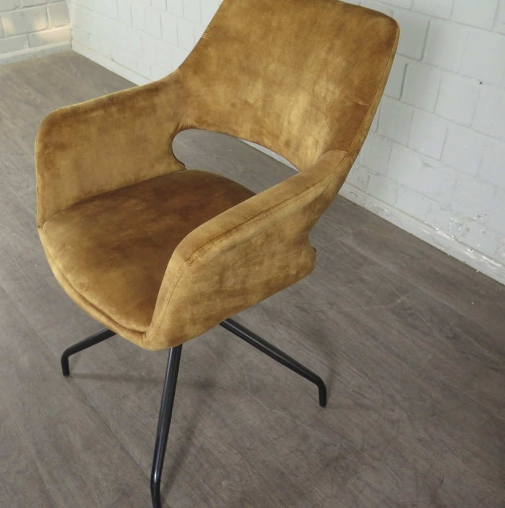 Retro Design Stuhl Esszimmerstuhl Senfgelb