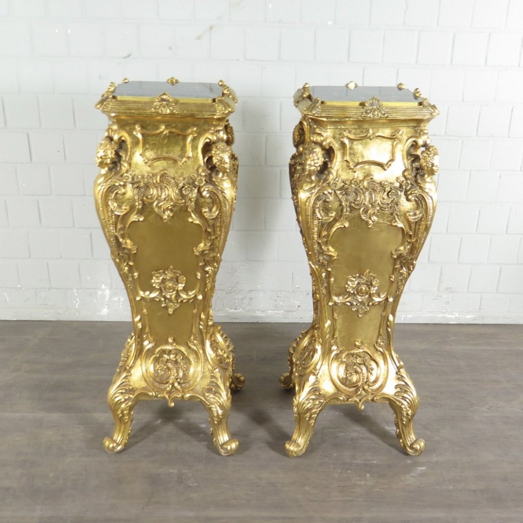 Säulen Pfeiler Marmor Schwarz-Gold 1,05 m