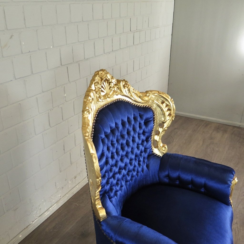 Barocksessel Königssessel Blau-Gold Setpreis